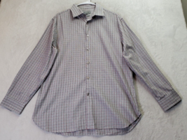 Michael Kors Dress Shirt Mens Large Multicolor Plaid Slim Fit Collar But... - $19.79