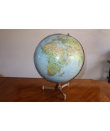 REPLOGLE 12&quot; Globe Land And Sea Raised Relief Tri-Footed Stand Metal / Wood - $1,059.80 MXN