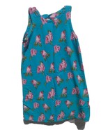 Woman Sun Dress Size M Blue Floral Sleeveless Keyhole Rayon - $18.70