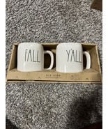 Rae Dunn Ceramic Coffee Tea Mugs FALL Y&#39;ALL Ivory Black 20oz New Set of 2 - $15.05 CAD
