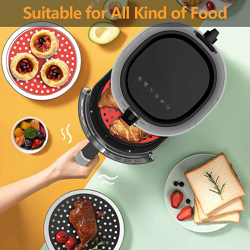 House Home Reusable Silicone Air Fryer Liner Mat Non-Stick Steamer Pad Baking In - £19.98 GBP