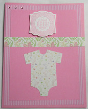 Stampin Up! Handmade card Cutest Baby Ever Pink w/envelope Dimensional Bodysuit - £4.78 GBP