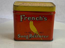 Vtg French&#39;s Song Restorer USA Tin Can 1.5 oz Bird Food Advertising Cont... - £47.44 GBP