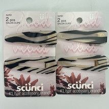 Scunci Good Vibes 2 pcs Salon Clips Zebra Print Gold Hair Clips Lot of 2 Sets - £6.98 GBP