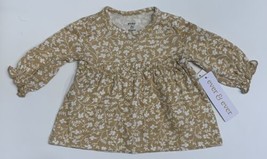 Baby Infant Girl&#39;s Tan Flower Floral Dress Long Sleeves New Born NB Buy ... - £10.21 GBP