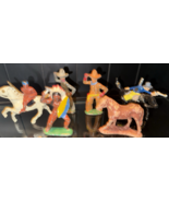 Lot of 6 metal cowboys and Indian  horses vintage toy - $28.45
