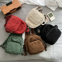 Women&#39;s Corduroy Backpack, Solid Color Shoulder Bag, Large Capacity Scho... - £23.97 GBP