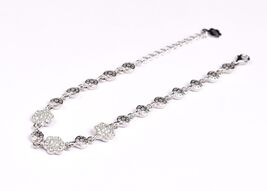 Bracciale artigianale in argento sterling 925 con zirconi e fiori BS-1159 - $99.77+