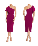 Dress the Population Tiffany One Shoulder Midi Dress, Dark Magenta, Smal... - $2,588.34 MXN