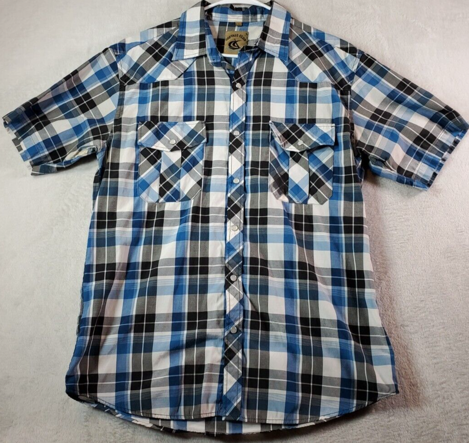 Primary image for Coevals Club Shirt Mens Large Multi Plaid Short Sleeve Collared Snap Button Down