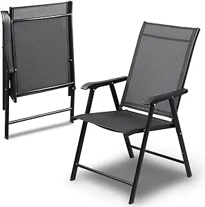 Set Of 2 Patio Outdoor Folding Chairs, Portable Dining Chairs With Armre... - £181.19 GBP