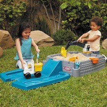 Kids Sand Box Playset 6-PC Accessory Set Toys Truck Excavator Teal Gray Outdoor - £82.63 GBP