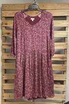 Garnet Hill Red Floral Bohemian Viscose V Neck Pocket Dress Size 6 BBL JD - $14.84