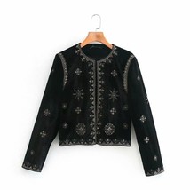 Women&#39;s Retro Palace Style Heavy Industry Embroidery Sequins Decorative Velvet S - £57.12 GBP