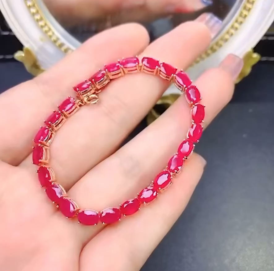 natural ruby bracelet silver sterling 925 ruby gemstones bracelet - stone queen Item image 2