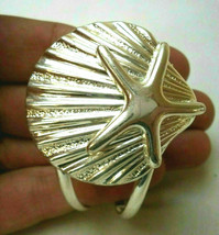 Vintage Signed Best silver tone starfish star fish cuff Bracelet - £11.86 GBP