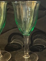 Set of 2 antique uranium tulip wine glasses, marked all over - $68.31