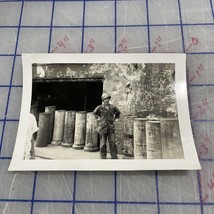 Vintage Photograph Philippine Soldier philippines Ruins 1952 - $12.92