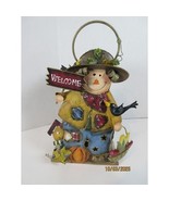 Metal Scarecrow Lantern Welcome Sign Fall Harvest Decor Candle Holder - $16.39