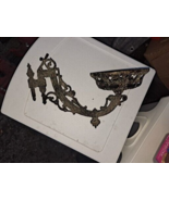 Vtg Victorian Ornate Cast Iron Wall Mount/ Sconce Oil Lamp Candle Holder - £37.36 GBP