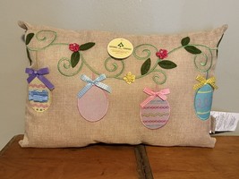 National Tree Company 16 in. x 10 in. EASTER Eggs Decorated Beige Burlap... - $19.24