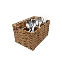 KOVOT Poly-Wicker Woven Cutlery Storage Organizer Caddy Tote Bin Basket for Kitc - £20.78 GBP
