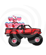 Hearts with Truck 4H-Digital Clipart-Art Clip-Gift Cards-Banner-Gift Tag... - £0.98 GBP