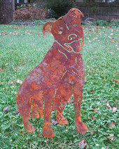 Pit Bull Garden Stake or Wall Hanging, Memorial, Metal, Rust, Outdoor, S... - £36.33 GBP