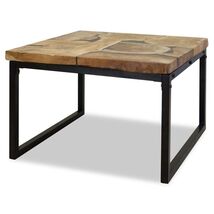 Coffee Table Black and Brown Real teak with black resin, Steel - $237.06 CAD