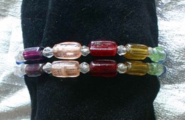 Fabulous Multi-color Translucent Glass Wire Wrap Bracelet 1980s vintage - £10.19 GBP
