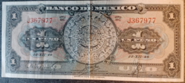 MEXICO 1 Peso 1948 Banco de México S.A. Aztec Calendar 4349# Banknote Money - $19.80