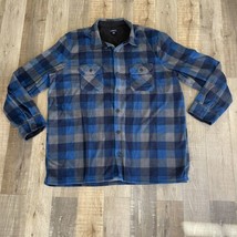 Croft &amp; Barrow Flannel Button Up Shirt Mens 2XLT Long Sleeve Blue Plaid - £13.11 GBP