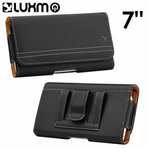 UNIVERSAL POUCH Fits (7&quot; x 3.5&quot;) - Black PU Leather Belt Clip Holster Case Cover - £15.79 GBP