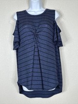 Kelly Renee Womens Size L Blue Striped Twisted Knit Top Cold Shoulder St... - $8.02