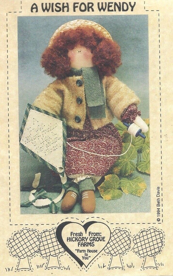 Hickory Grove Farms "A Wish for Wendy" 18 inch Country Doll Pattern 1994 - $3.65