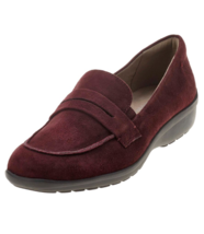 NEW EASY SPIRIT RED SUEDE LEATHER WEDGE LOAFERS SIZE 8 W WIDE $79 - £41.72 GBP