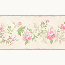 Vines of Roses Wallpaper Border Patton Norwall PP79452 Beige Pink Prepasted - £12.98 GBP