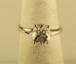 Vtg Sterling Signed 925 D&#39;Joy Oval cut Clear Cubic Zirconia Solitaire Ring 5 1/4 - £31.15 GBP