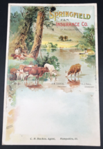 Cow Cattle Steer Springfield F&amp;M Insurance Massachusetts Ad Calendar Bac... - $12.19