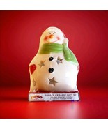 Crackled Snowman Christmas 5 Pc Ceramic Tea Light Set - £10.11 GBP