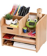 Bamboo Frcctre Desktop Organizer With Drawer, 3 Tier Wooden, Office Supp... - $43.94
