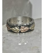 Black Hills Gold ring size 5.75 leaves wedding band sterling silver band... - $106.92