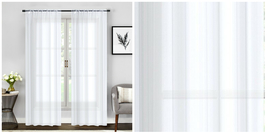 2 Piece Sheer Voile Window Curtains Drapes Set with Rod Pocket - White -... - £28.12 GBP