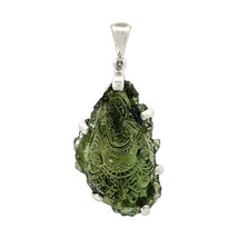 Stones Desire Carved Ganesh Moldavite Pendant Necklace (22&quot;) Green - £453.46 GBP