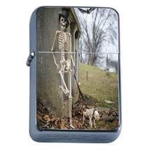 Skeleton D8 Flip Top Oil Lighter Windproof Resistant Flame Death Skulls - £11.89 GBP