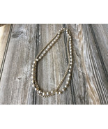 Vintage Gold Tone 2 Strand Long Chain &amp; Faux Pearl Necklace 23.5&quot; - £10.87 GBP