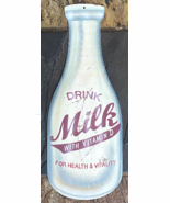 Vtg Steel &quot;Drink Milk&quot; Sign-Vitamin D-Health &amp; Vitality-Gas Station Stor... - $127.00 CAD