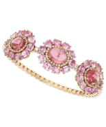 18k Rose Gold Pink Tourmaline 9ct Pink Sapphire 0.65ct Diamond Cuff Brac... - $6,911.40 CAD