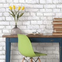 Roommates Rmk11237Wp White Brick Peel And Stick Wallpaper - £34.59 GBP