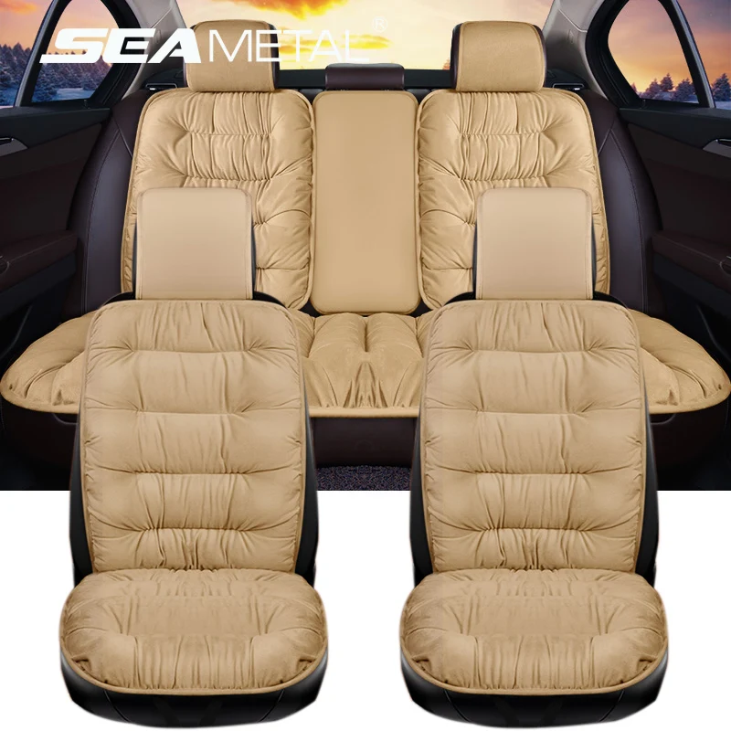 SEAMETAL Winter Thicken Car Seat Cushion Universal Soft Plush Cover Quality - £17.71 GBP+